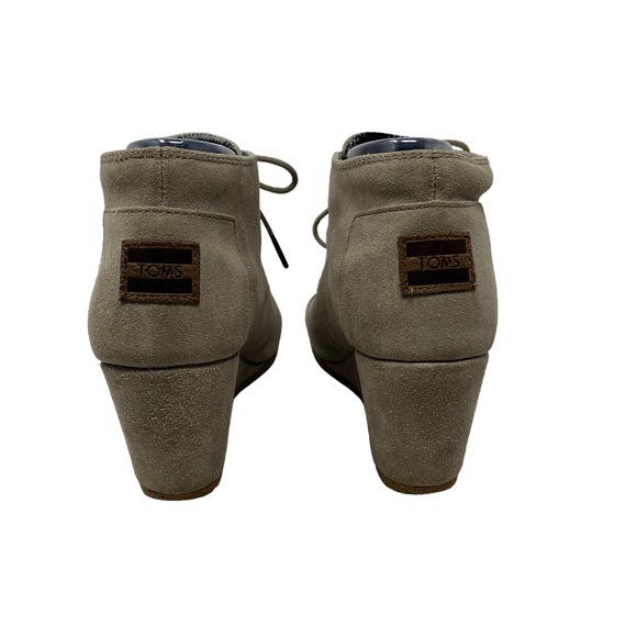 Toms Women's Wedge Booties Desert Beige Lace‎ up 8 Suede Shoe - Picture 6 of 11